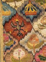 Hanging Wall Cover Bargello Florence Needlework Armorial Floral Gold Braid Fring