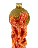 Coral & gold pendant set with the virgin & child. Sicilian, late 17th century