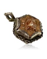 Silver mounted Aragonite amuletic pendant. Spain, 17th century