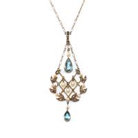 Edwardian Aquamarine and Diamond Necklace c.1915