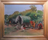 Philip Naviasky "TheGipsy Encampment" oil on canvas