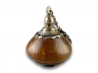 Small silver mounted fruitwood snuff flask. South American, 18th century