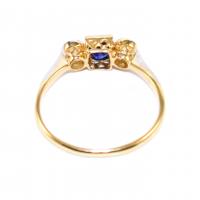 Art Deco Sapphire & Diamond 3 Stone Ring c.1925