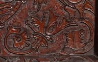 Tray Leather Embossed Nautical Design Galleon Tulip Mythical Bird Brown Baroque