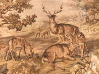 Tapestry Aubusson Sporting Woodland Stag Deer Hunting Dog Massive