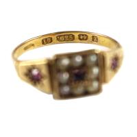 Victorian Garnet & Pearl Ring c.1899