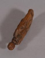 S/4467 Antique Treen 19th Century Coquilla Nut Scent Bottle
