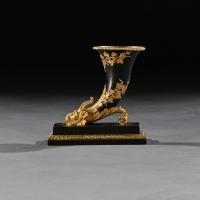Early 19th Century Gilt and Patinated Bronze Rhyton with Chimera Rams Head