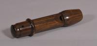 S/4489 Antique Treen 19th Century Rosewood Cuckoo Whistle