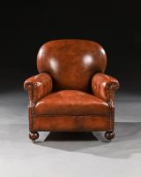 Antique Pair of Edwardian Leather Upholstered Club Armchairs