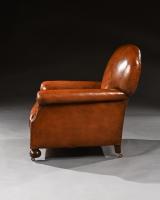 Antique Pair of Edwardian Leather Upholstered Club Armchairs