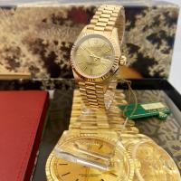 Ladies Rolex Datejust gold box & papers