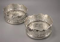 EARLY VICTORIAN Pair Sterling Silver Wine Coasters. London 1838