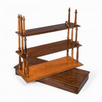 A set of Anglo-Ceylonese specimen wood campaign wall shelves in a travelling box