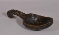 S/4505 Antique Treen 19th Century Carved Birch Love Spoon