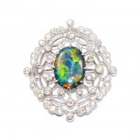 Art Deco Opal and Diamond Pendant circa 1930