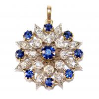 Victorian Sapphire & Diamond 'Snowflake' Pendant c.1890