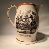 Antique 19th century creamware jug - The Dons outwitted