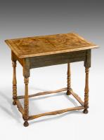 early 18th century single drawer walnut veneered side table