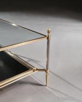 Mid 20th Century Maison Jansen Brass Steel and Leather Coffee Table
