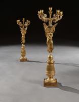 Exceptional Pair of French Late Empire Gilt-Bronze Candelabra Attributed To Pierre-Philippe Thomire