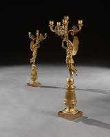 Exceptional Pair of French Late Empire Gilt-Bronze Candelabra Attributed To Pierre-Philippe Thomire