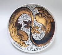 Vintage Piero Fornasetti Porcelain Zodiac Plate,  Pisces, Astrali Pattern,  Made for Corisia,  1971, No 8
