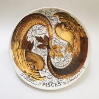 Vintage Piero Fornasetti Porcelain Zodiac Plate,  Pisces, Astrali Pattern,  Made for Corisia,  1971, No 8