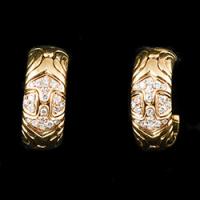 Gold 18ct Bulgari Diamond Clip Earrings