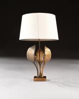 Impressive 1970 Gilt Bronze and Quartz Lamp By Willy Daro