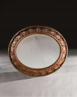 Large 19th Century Swedish Oval Carved Oak Mirror By A Lundmark