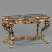A Carved Giltwood Low Centre Table with A Pietre Dure Marble Top