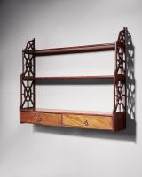George III Mahogany Hanging Shelves with Chinese Chippendale Fretted Side Panels