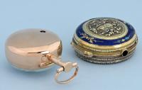 Three Colour Gold and Enamel Pair Cased Swiss Verge