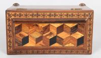 Rosewood tea caddy of sarcophagus form