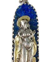 Silver devotional pendant set with lapis lazuli. Italian, 17th century