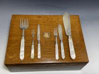 Elkington Mother of Pearl and silver fish and fruit service 1906