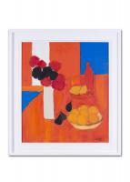 Maurice Potier (French, 1926 – 2002), Oranges, Figs, Lemons and a Vase of Flowers