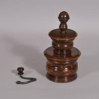 S/4571 Antique Treen 18th Century Five Section Lignum Vitae Coffee Grinder