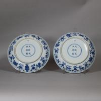 Pair of Chinese Blue and White Plates, Kangxi (1662-1722) reverse