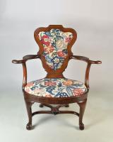 A rare George II period mahogany armchair of unusual proportions presumably made for the daughter of an important family, c.1740. 