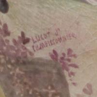 Lucot signature of painter to An Exceptional Pair of Sèvres Style Porcelain Vases and Covers