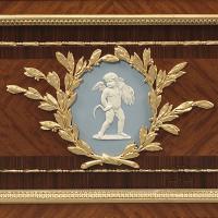 detail of Wedgwood Plaque from from An Important Pair of Louis XVI Style Vitrines by Joseph-Emmanuel Zwiener
