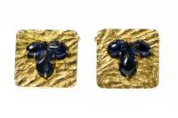 Vintage Gold Cufflinks with Sapphires & Textured Finish