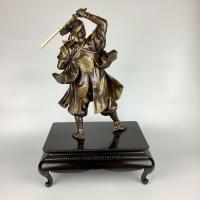 Japanese bronze Samurai warrior signed Gyoko, Meiji Period