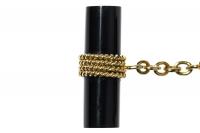 Vintage Onyx Baton Cufflinks in 18 Carat Gold of Rope Twist Design