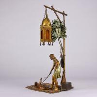 ‘Woman with Puma Lamp’ Vienna Bronze by Franz Bergman
