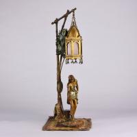 ‘Woman with Puma Lamp’ Vienna Bronze by Franz Bergman