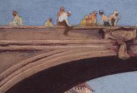 Desmond Kerr (Irish, early 20th Century), Boatmen on the Arno Before Ponte Vecchio, Florence