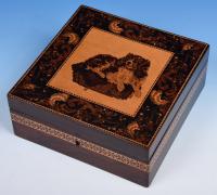 Tunbridge Ware Handkerchief Box with spaniel